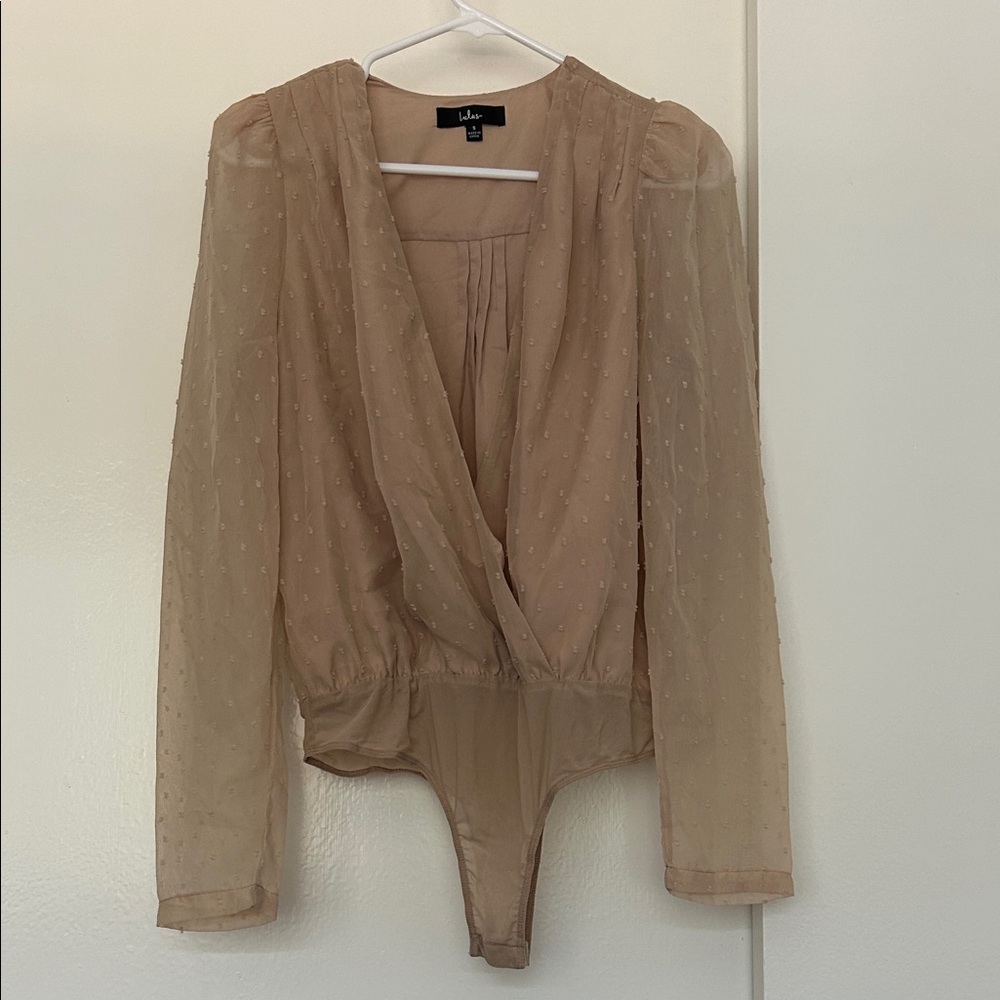 Lulu's Elegant Sheer Brown Bodysuit